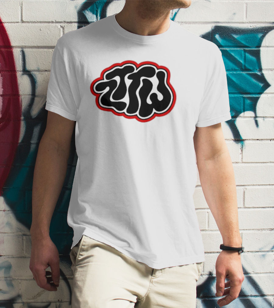 Zttw Green Logo Psychedelic Style Outline T-Shirt