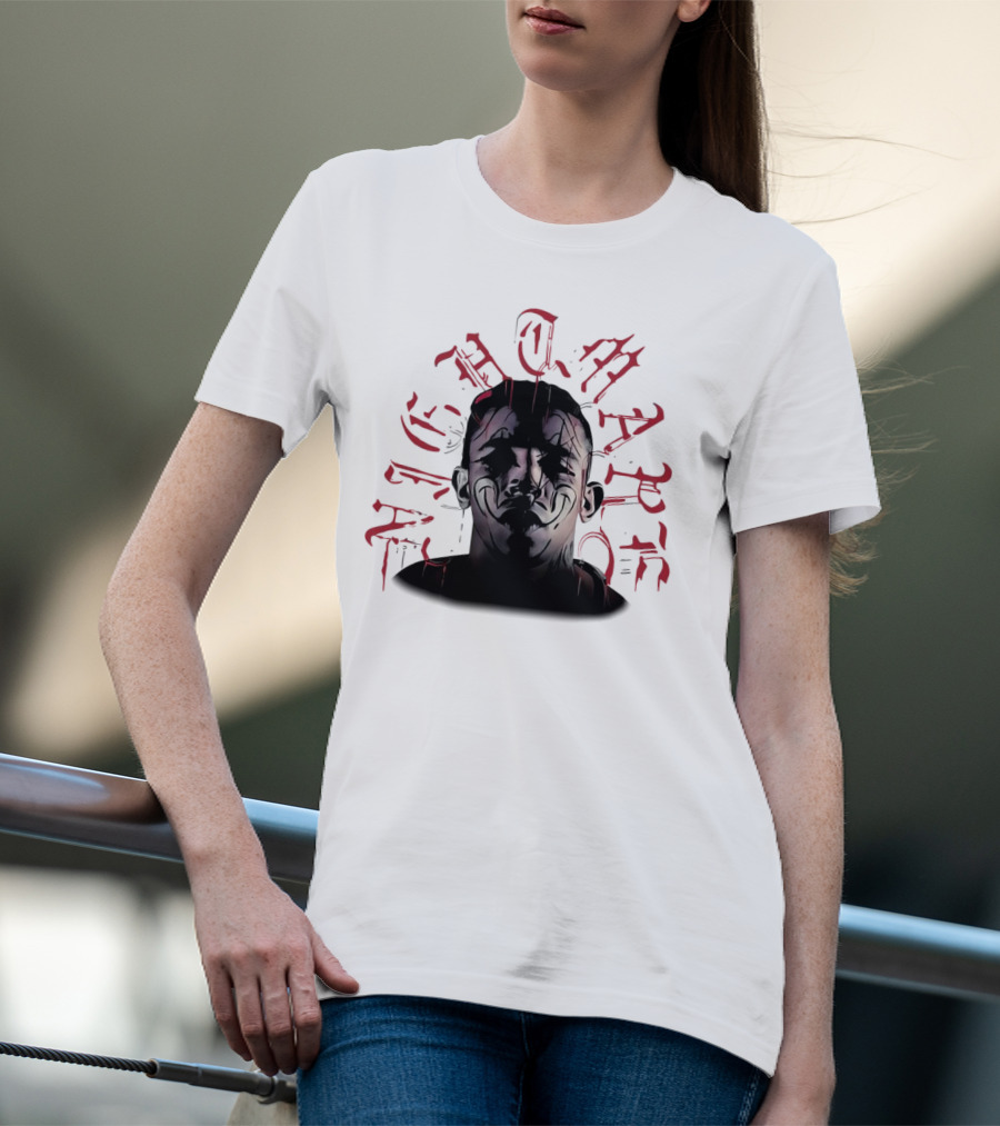 2025 Carlos Prates Nightmare Face With Red Gothic Text T-Shirt