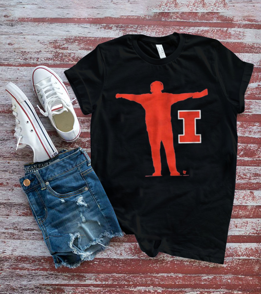 Illinois Football Coach Silhouette With Block I T-Shirt