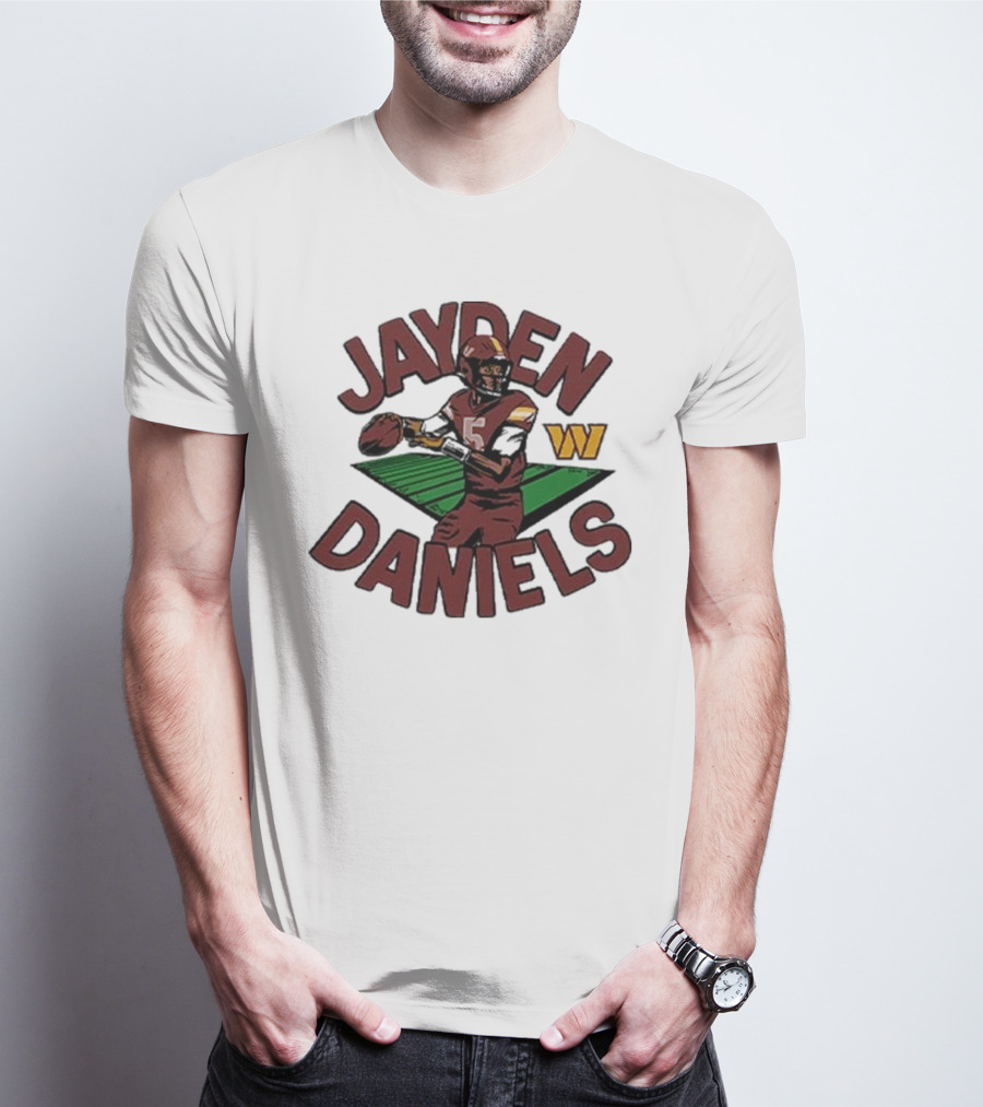 Jayden Daniels 5 Football Player Washington W T-Shirt