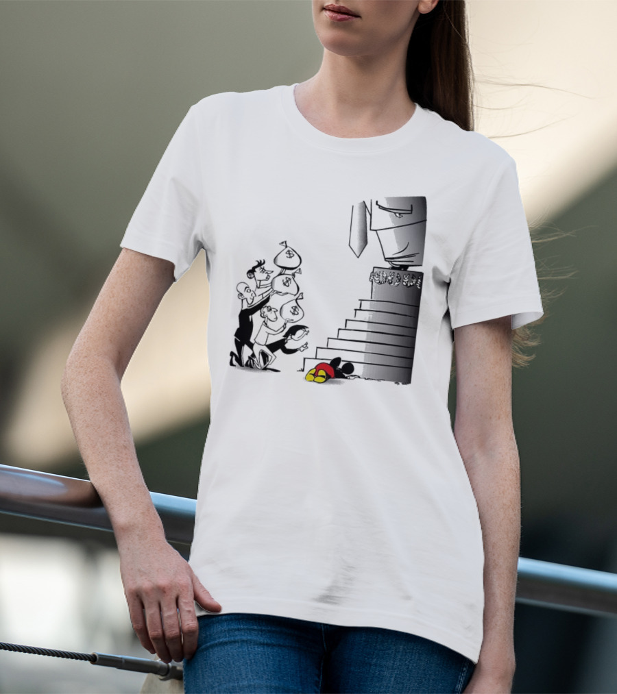 Newspaper Cartoon Economic Commentary Symbolic Imagery Money Hierarchy T-Shirt