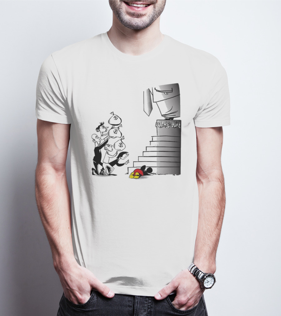 Newspaper Cartoon Economic Commentary Symbolic Imagery Money Hierarchy T-Shirt