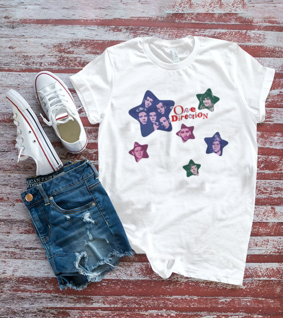 One Direction Colorful Star Faces T-Shirt
