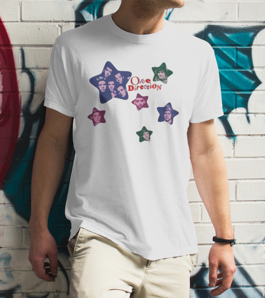 One Direction Colorful Star Faces T-Shirt