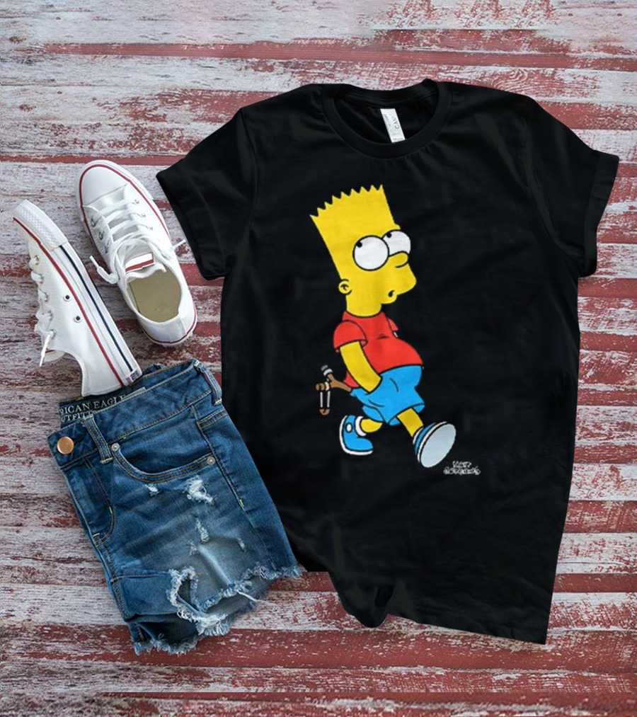 0th Century The Simpsons Bart Simpson With Slingshot Drawing T-Shirt