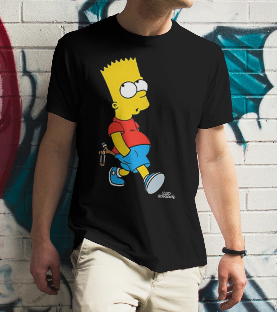 0th Century The Simpsons Bart Simpson With Slingshot Drawing T-Shirt