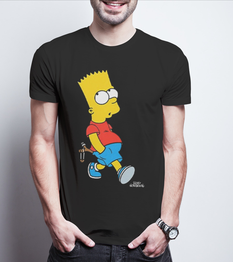 0th Century The Simpsons Bart Simpson With Slingshot Drawing T-Shirt