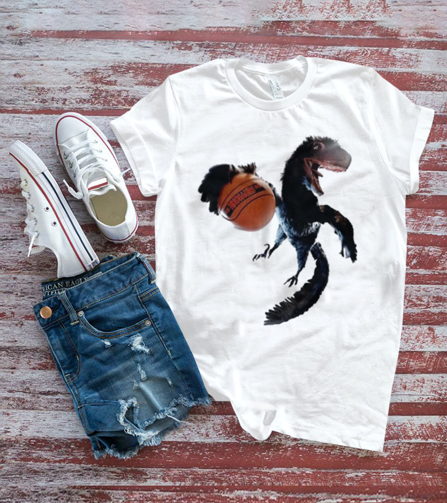 Coolioart Deinonychus Dinosaur With Spalding Basketball T-Shirt
