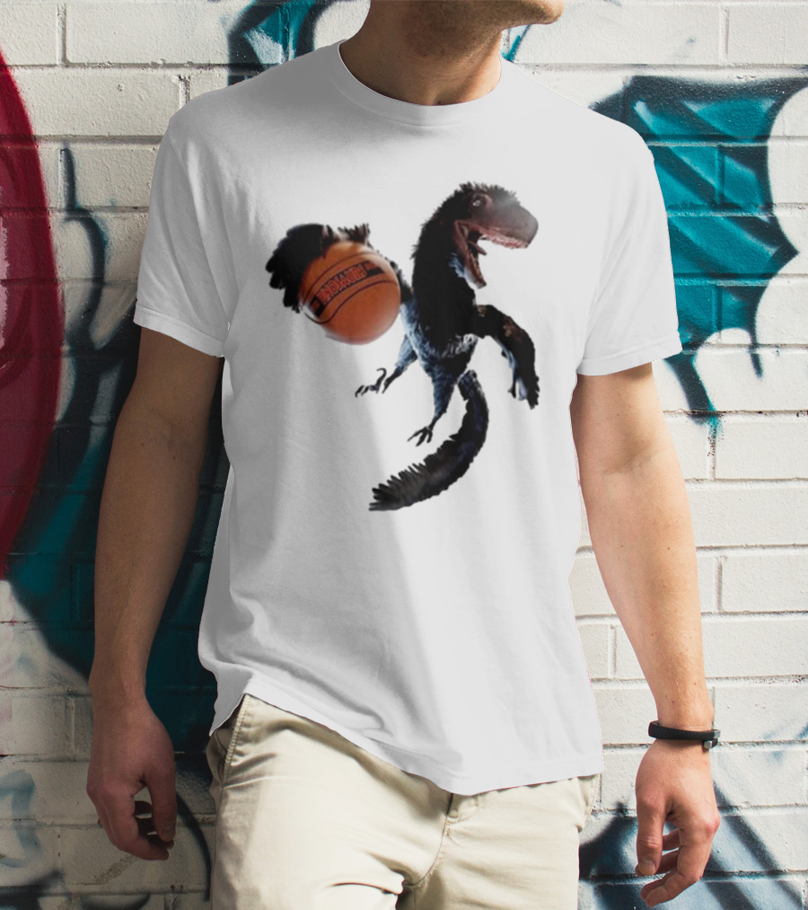 Coolioart Deinonychus Dinosaur With Spalding Basketball T-Shirt