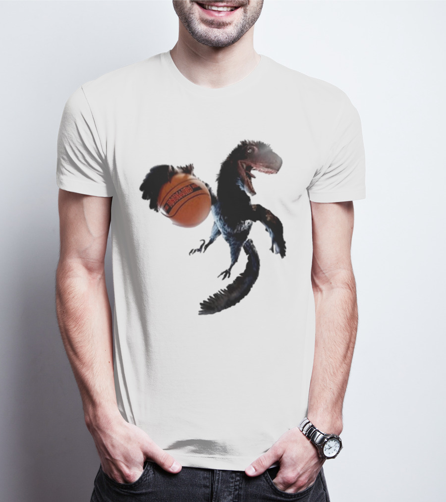 Coolioart Deinonychus Dinosaur With Spalding Basketball T-Shirt