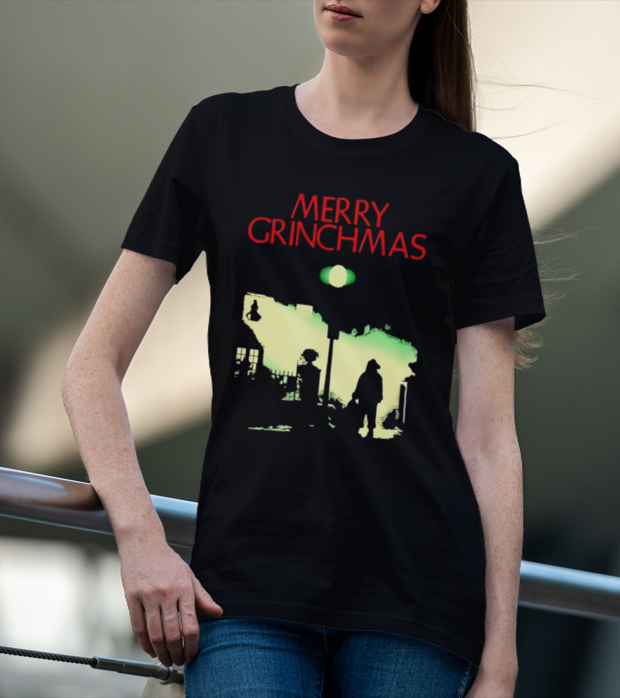 Merry Grinchmas Grinch X The Exorcist Silhouette Scene T-Shirt