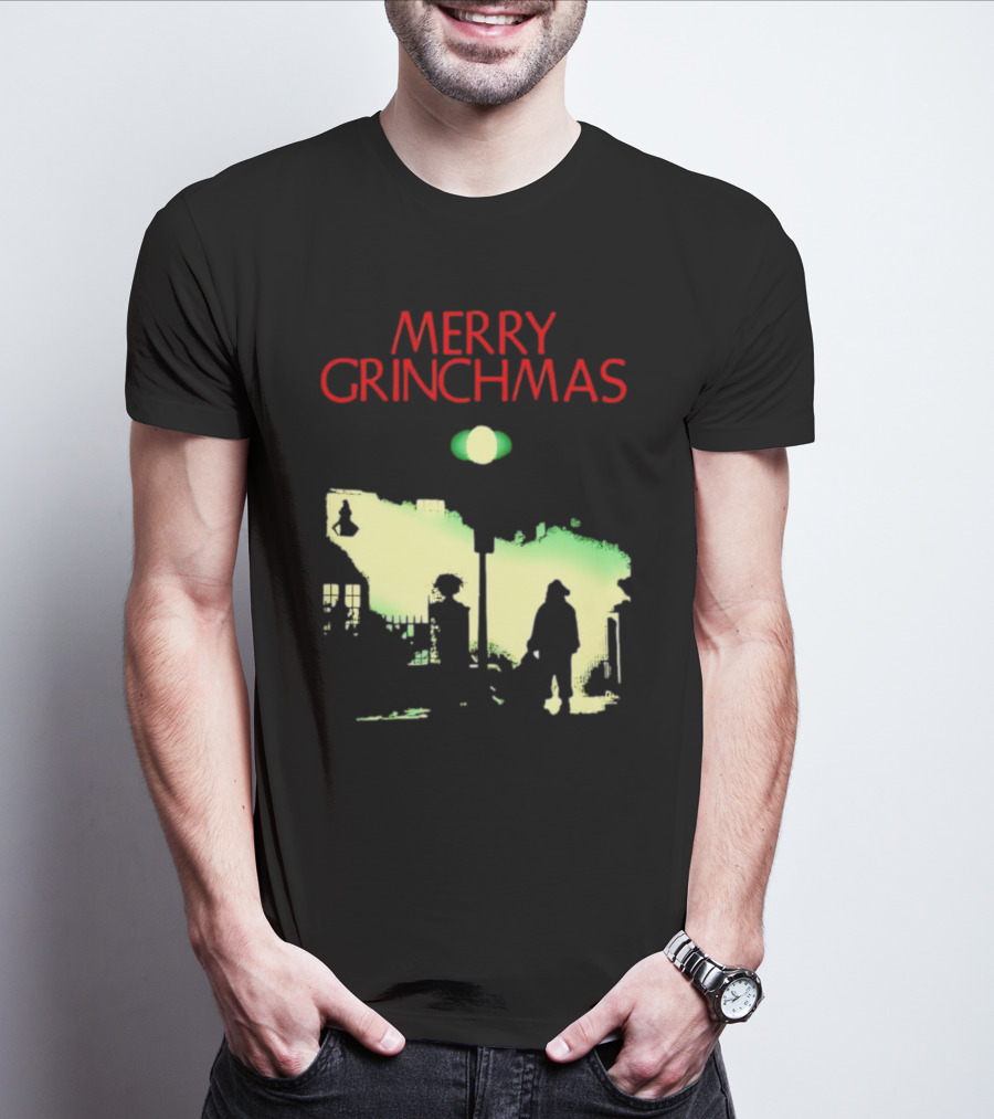 Merry Grinchmas Grinch X The Exorcist Silhouette Scene T-Shirt