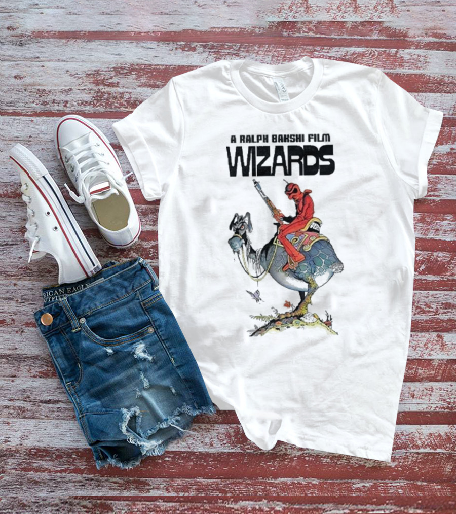 A Ralph Bakshi Film Wizards Fantasy Creature Rider With Staff And Helmet T-Shirt