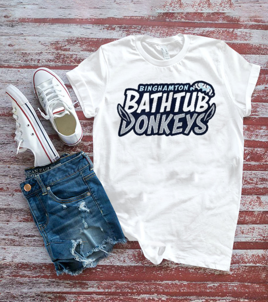 Binghamton Bathtub Donkeys Logo With Foamy Shower Cap T-Shirt