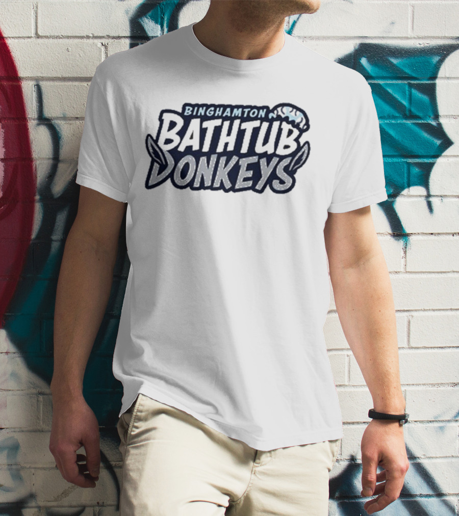 Binghamton Bathtub Donkeys Logo With Foamy Shower Cap T-Shirt