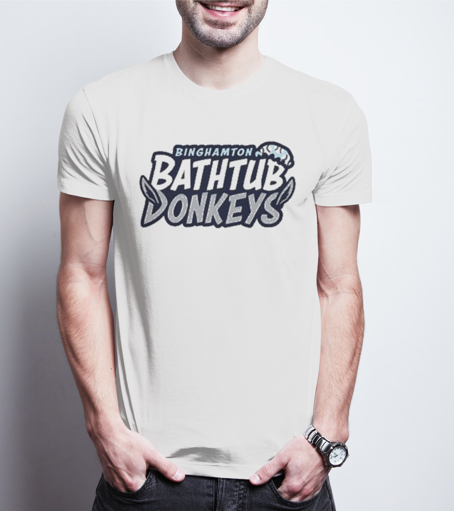 Binghamton Bathtub Donkeys Logo With Foamy Shower Cap T-Shirt
