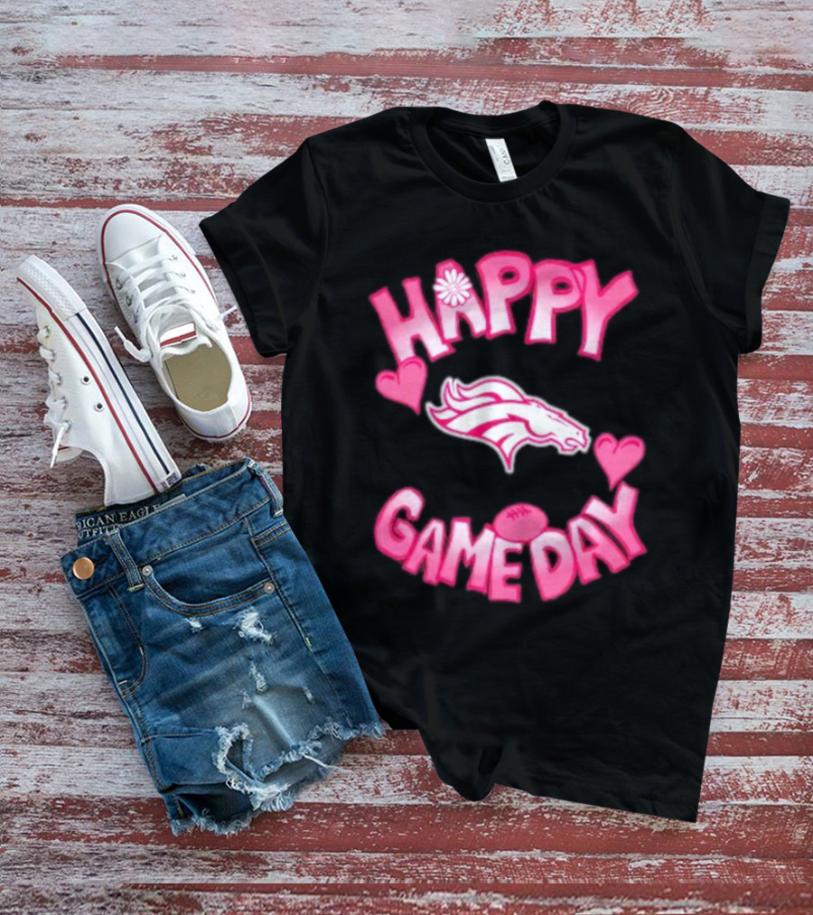 Valentine’s Day Happy Gameday Denver Broncos 2025 Football Hearts T-Shirt