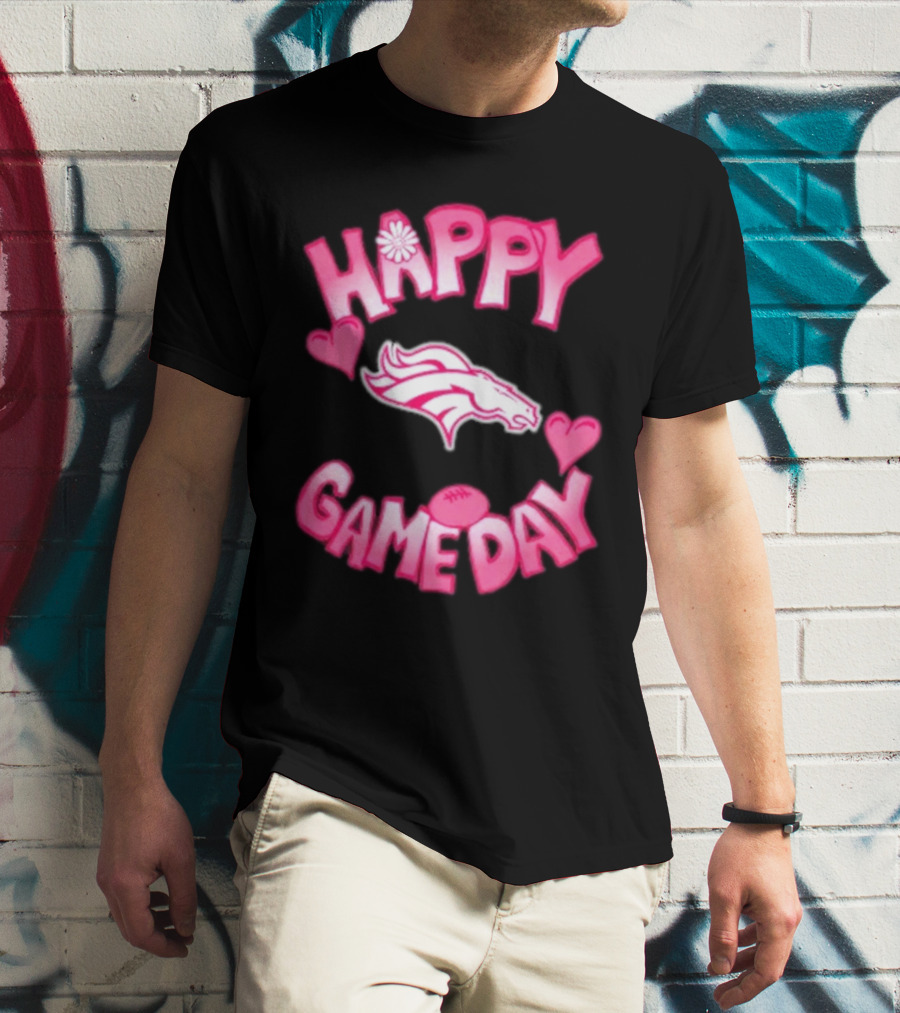 Valentine’s Day Happy Gameday Denver Broncos 2025 Football Hearts T-Shirt