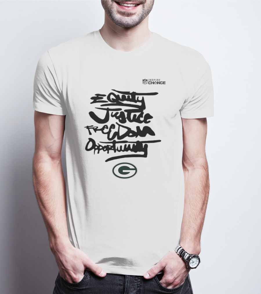 Green Bay Packers NFL Inspire Change Equity Justice Freedom Opportunity T-Shirt