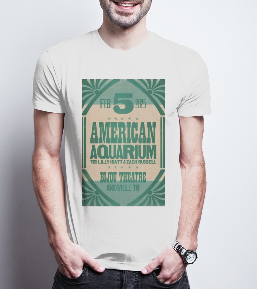 American Aquarium With Lilly Hiatt And Zach Russell Feb 5 2025 Bijou Theatre Knoxville TN T-Shirt