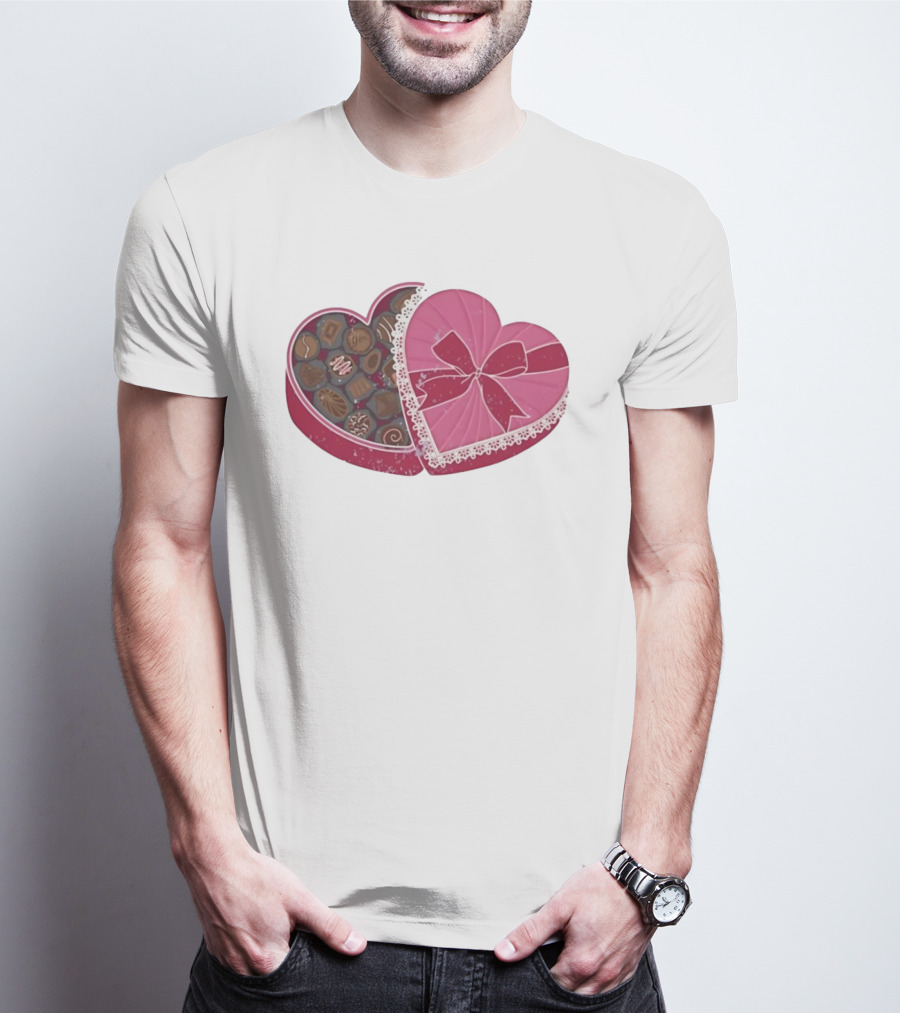 Heart Shaped Box Of Chocolates With Lace And Bow T-Shirt