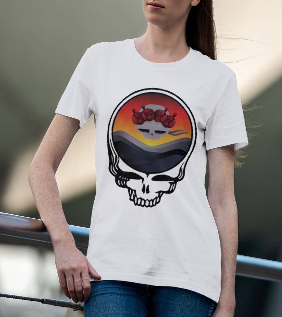 Grateful Dead The Ridge Skull Sunset With Roses T-Shirt