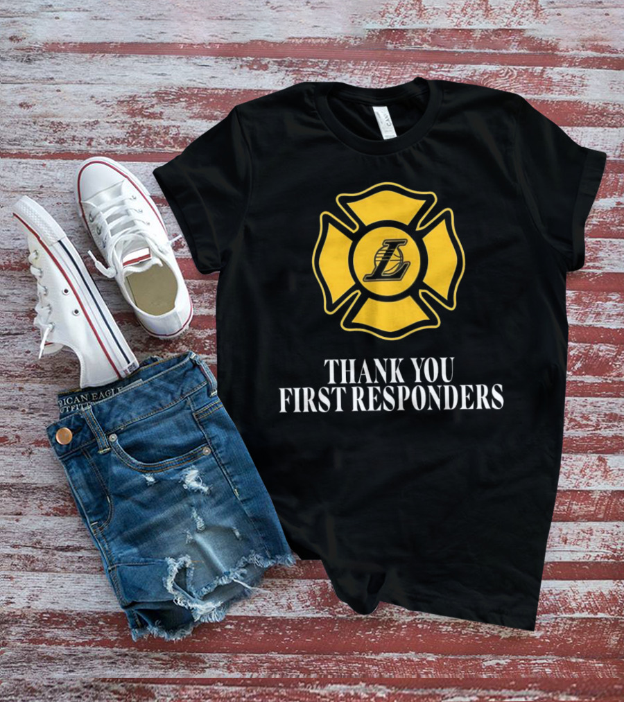 Los Angeles Lakers Thank You First Responders Firefighter Emblem T-Shirt
