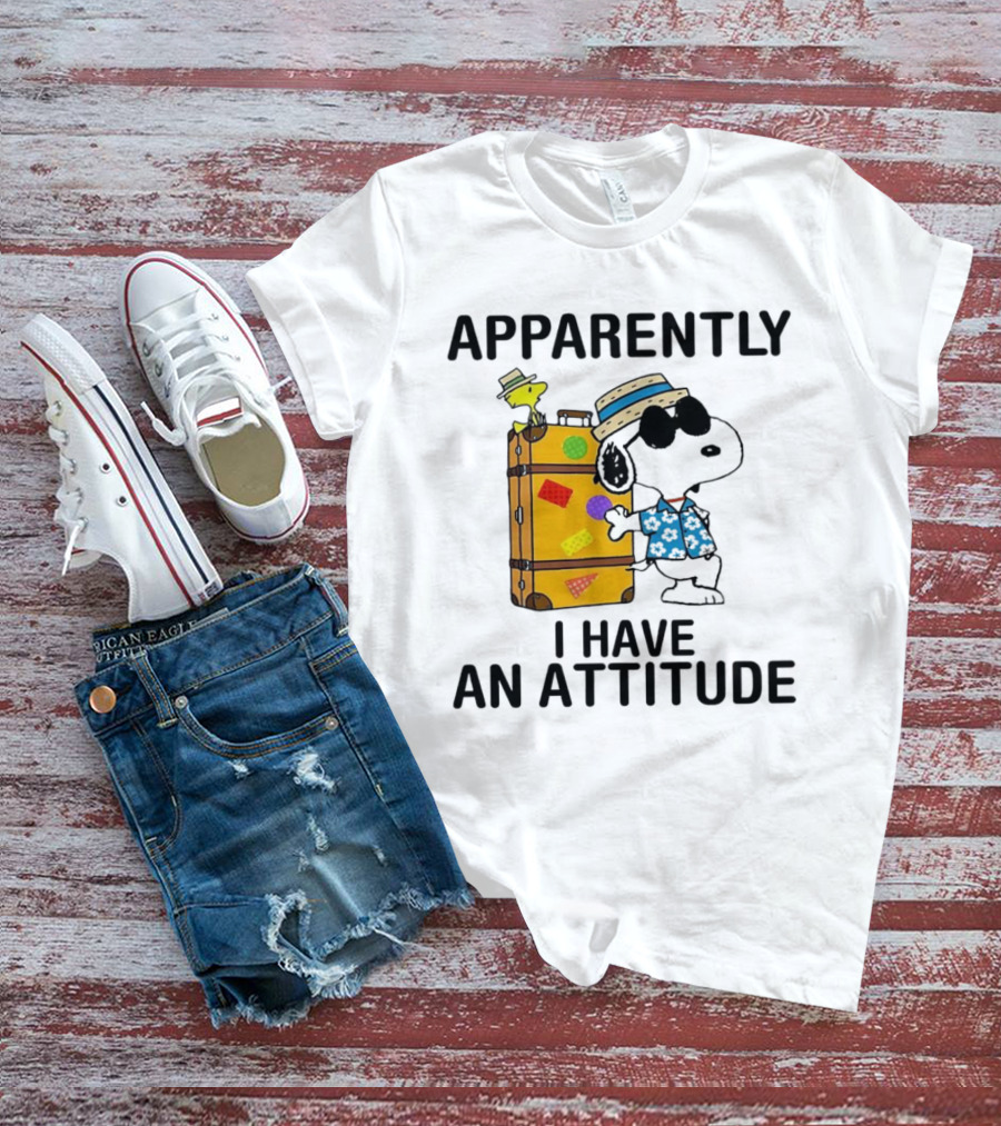 Apparently I Have An Attitude Snoopy With Woodstock And Suitcase T-Shirt