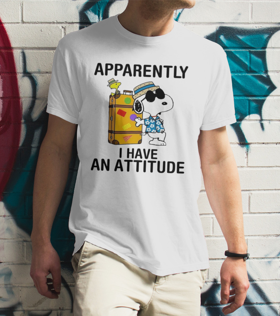 Apparently I Have An Attitude Snoopy With Woodstock And Suitcase T-Shirt