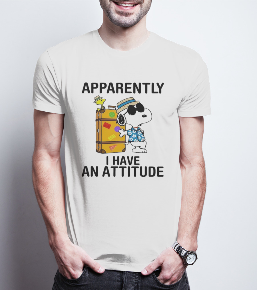 Apparently I Have An Attitude Snoopy With Woodstock And Suitcase T-Shirt