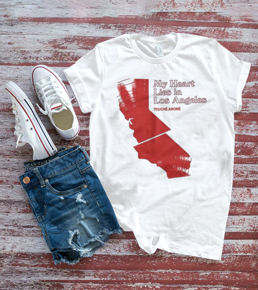 Touché Amoré My Heart Lies In Los Angeles California Map Red T-Shirt