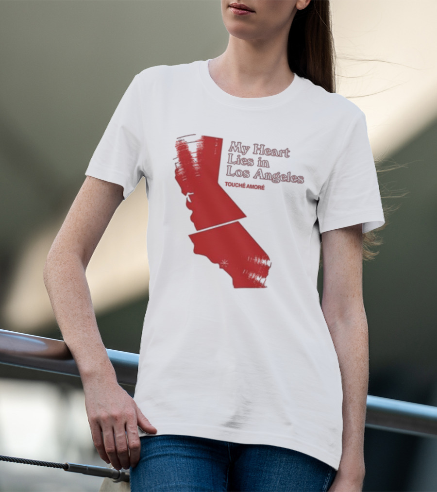 Touché Amoré My Heart Lies In Los Angeles California Map Red T-Shirt