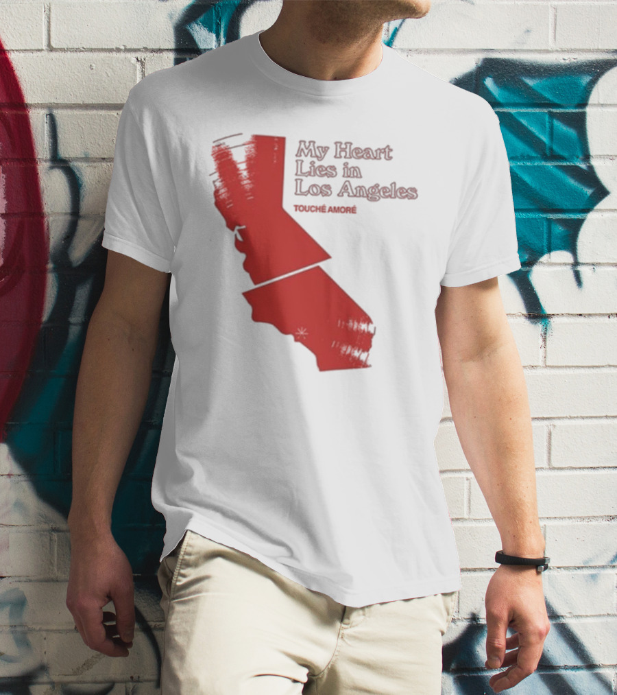 Touché Amoré My Heart Lies In Los Angeles California Map Red T-Shirt