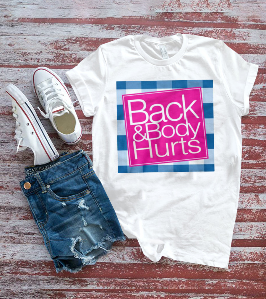 Back And Body Hurts Blue Checkered Square T-Shirt
