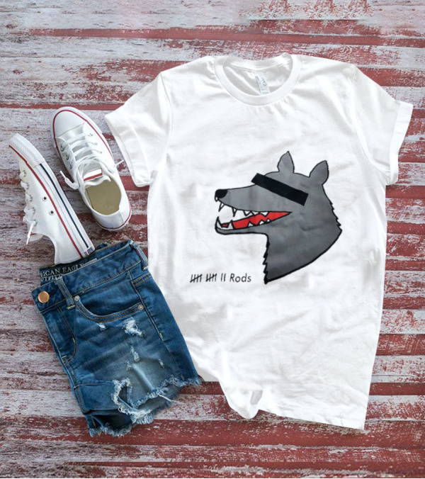 12 Rods Lost Time Wolf Head With Red And Black Accents T-Shirt