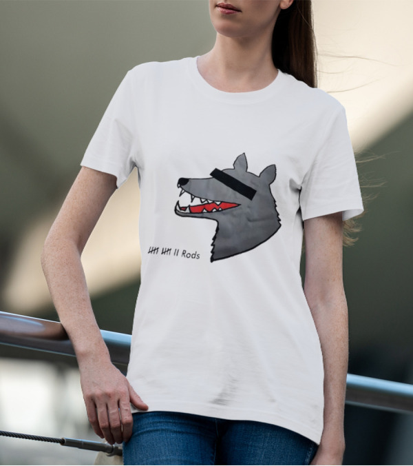 12 Rods Lost Time Wolf Head With Red And Black Accents T-Shirt