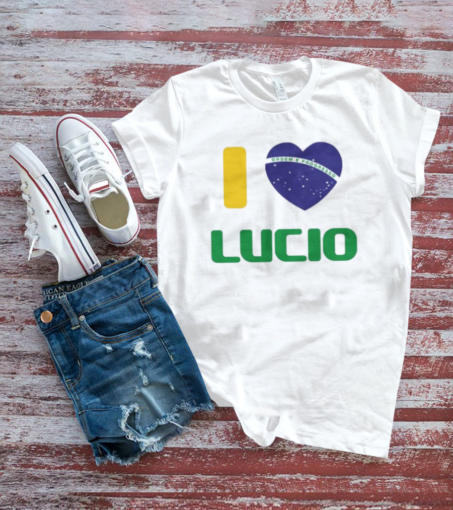 I Love Ordem E Progresso Lucio Brazil Heart Flag Style T-Shirt