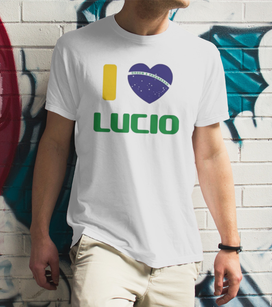I Love Ordem E Progresso Lucio Brazil Heart Flag Style T-Shirt