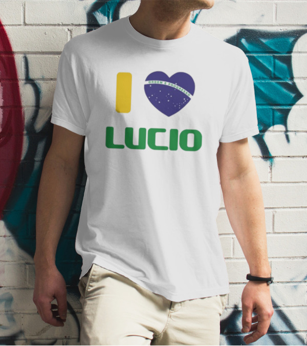 I Love Ordem E Progresso Lucio Brazil Heart Flag Style T-Shirt