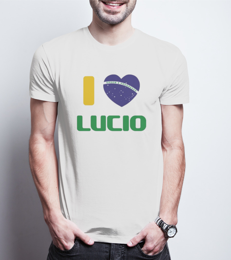 I Love Ordem E Progresso Lucio Brazil Heart Flag Style T-Shirt