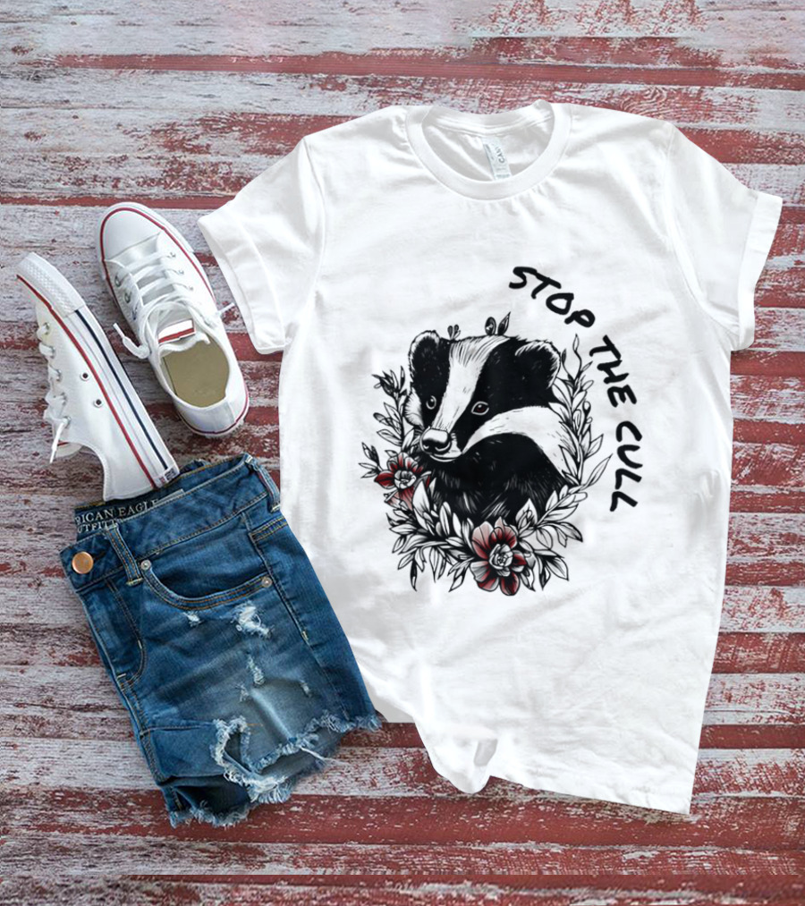 Badger Stop The Cull Floral Design T-Shirt