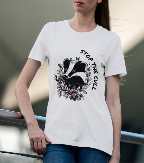 Badger Stop The Cull Floral Design T-Shirt