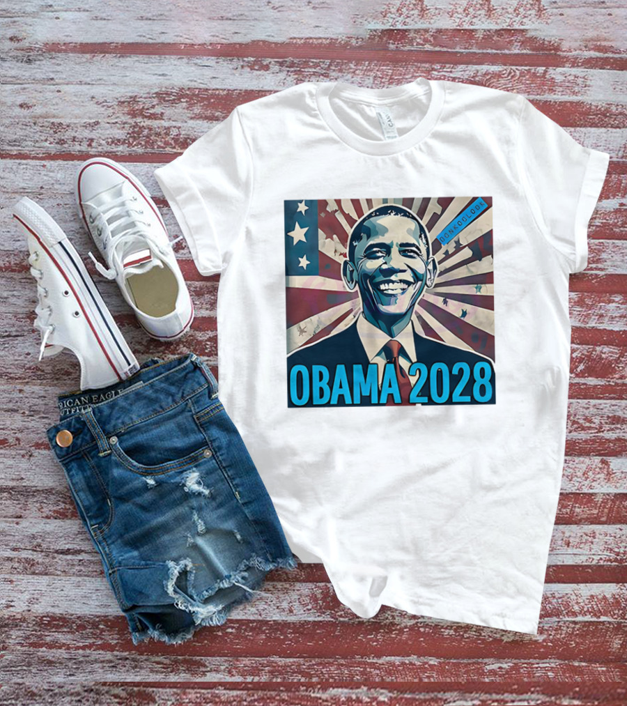 Obama 2028 American Flag Donkoolook T-Shirt