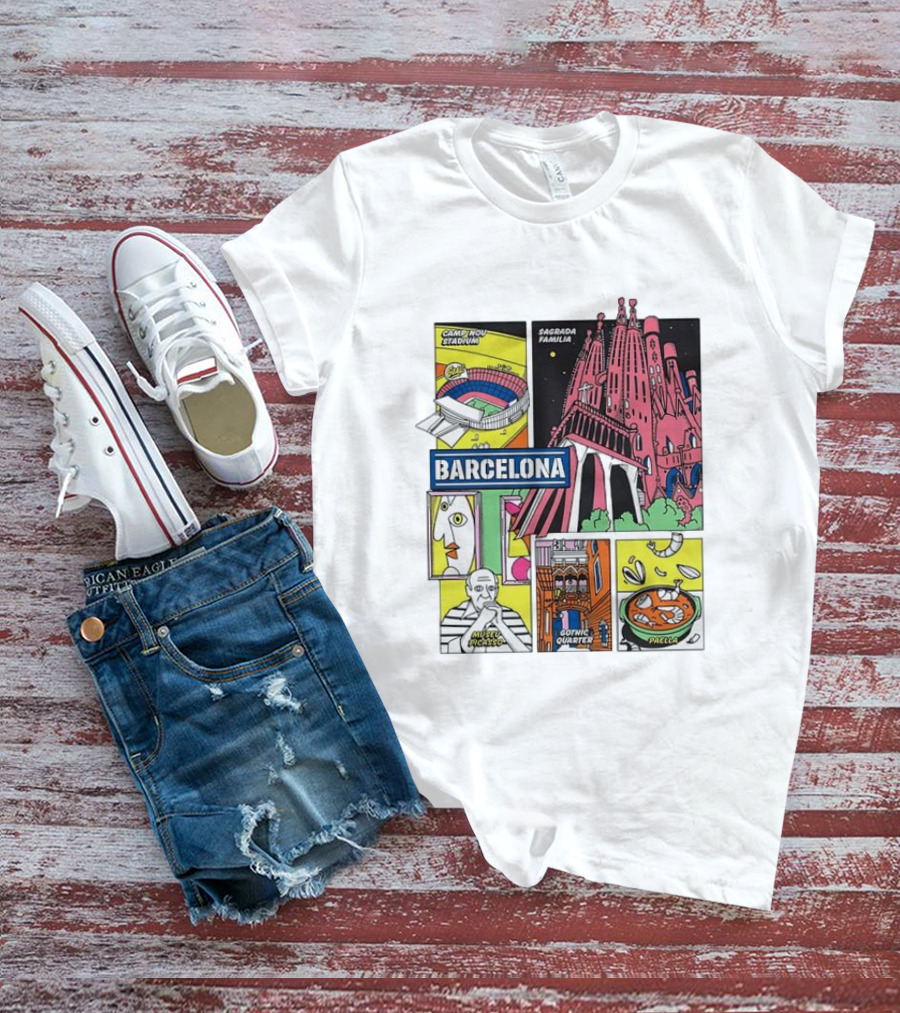 Barcelona Sagrada Familia Camp Nou Museu Picasso Gothic Quarter Paella T-Shirt