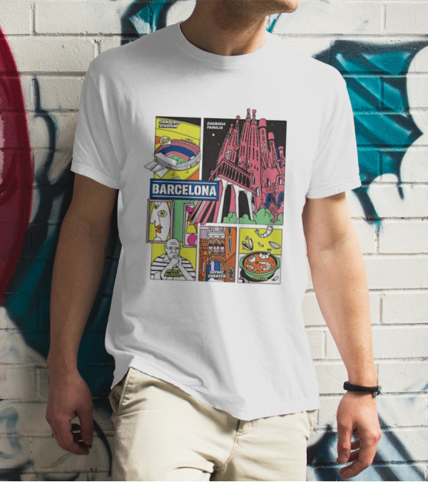 Barcelona Sagrada Familia Camp Nou Museu Picasso Gothic Quarter Paella T-Shirt