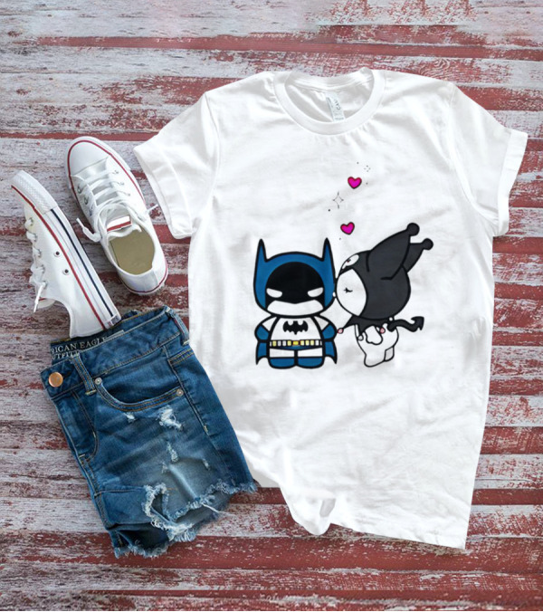 Batman Kuromi Kiss Cartoon With Hearts T-Shirt
