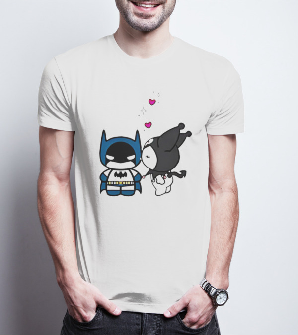 Batman Kuromi Kiss Cartoon With Hearts T-Shirt
