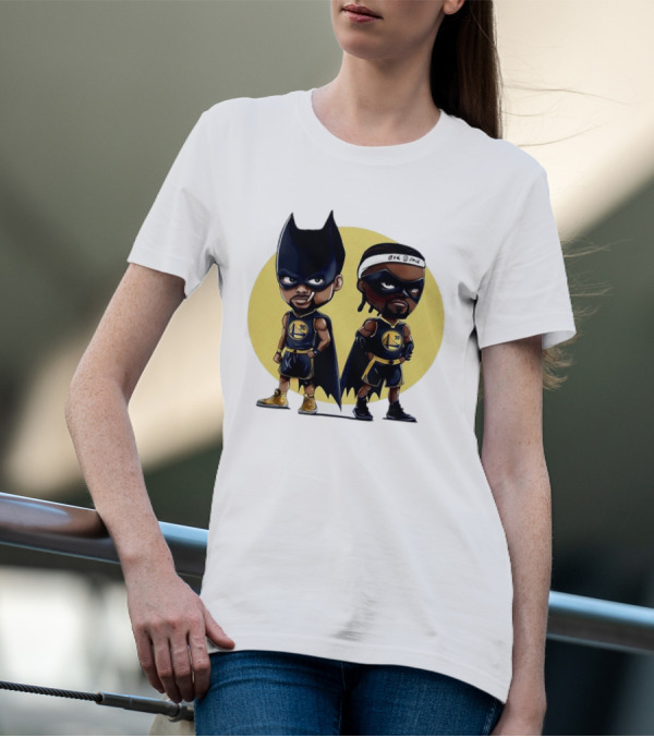 Batman And Robin Chibi Warriors 30 And Headband Duo Big Face T-Shirt