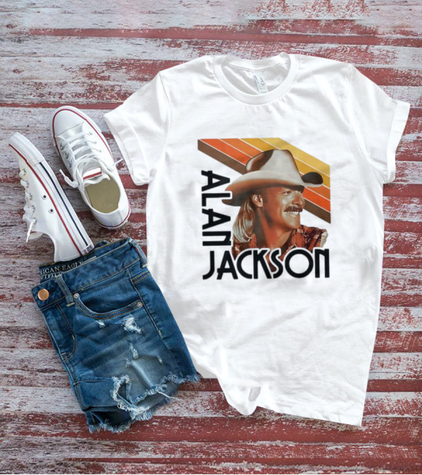 Alan Jackson Cowboy Hat Vintage Style Retro Stripes T-Shirt
