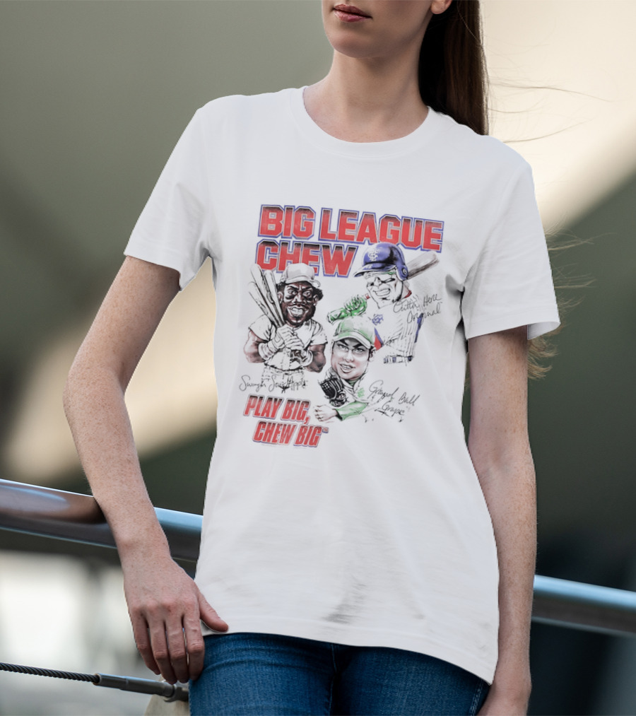 Big League Chew Play Big Chew Big Baseball Caricature T-Shirt
